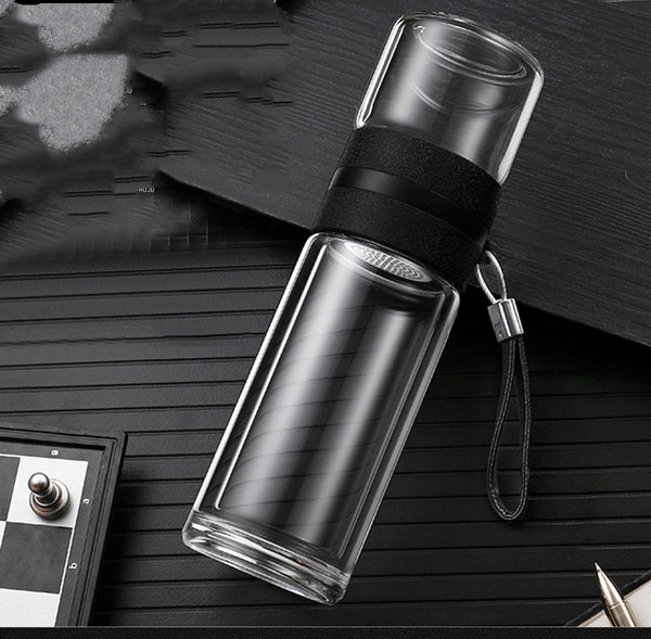 Double insulated transparent glass cup